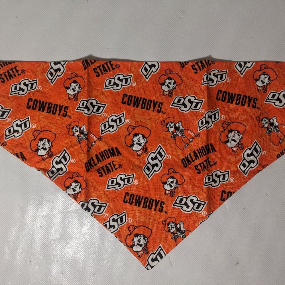 NEW- Homemade OSU Oklahoma State Cowboys Dog Bandana (12" x 8") Size L-XL